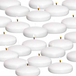 lot 14583 image: Royal Imports 10 Hour Floating Candles, 3 White Unscented Dripless Wax Discs, for Cylinder Vases, Centerpieces at Wedding, Party, Pool, Holiday (12 Set)
