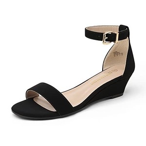 lot 14601 image: DREAM PAIRS Womens Ingrid Ankle Strap Low Wedge Sandal - Size 11