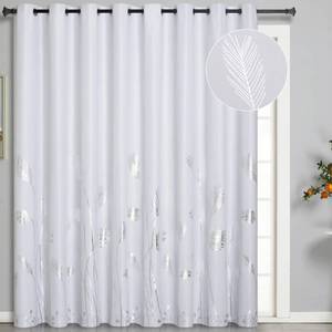 lot 14604 image: Estelar Textiler Greyish White Curtain for Dining Room 100W x 84L Inch Palm Curtain Thermal Insulated Silver Print Light Reducing Curtain Drape for Living Room, 8.3ft Wide x 7ft Long, 1 Panel