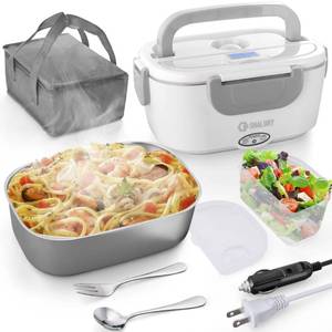lot 14609 image: SHALORY Electric Lunch Box Food Heater, 3 in 1 Portable 60W Food Warmer Leakproof Self Heating Lunch Box for AdultsWorkCarTruckHome with 1.5L Removable 304 Stainless Steel Container (Grey)