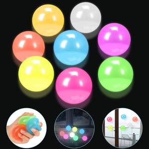 lot 14619 image: 8 Pieces Glowing Sticky Balls, Very Elastic Squishy Balls That Glow in The Dark and Stick to The Ceiling, Ceiling Balls Great for Childrens Parties, Stress Relieving Balls for Stress and Anxiety .