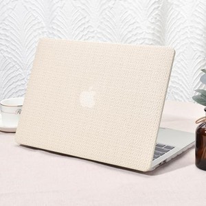 lot 14630 image: Seorsok Compatible with MacBook Pro 13 inch Case M2 2023,2022,2021-2016 A2338 M1 A2251 A2289 A2159 A1989 A1708 A1706,Elegant Leather Plastic Hard Shell Transparent Keyboard Cover,Beige Woven Fabric