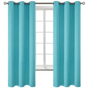 lot 14636 image: BGment Blackout Curtains - Grommet Thermal Insulated Room Darkening Bedroom and Living Room Curtains, Set of 2 Panels (42 x 63 Inch, Aqua)