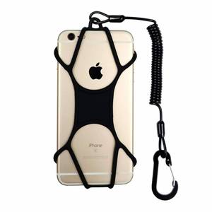 lot 14638 image: Gear Beast Rugged Lanyard Phone Holder - Coiled Strap Carabiner for Outdoors, Hiking, Travel - Compatible with iPhone 11, 12, X
