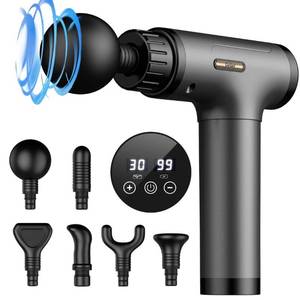 lot 14641 image: Gvber Massage Gun, Deep Tissue Massage Gun, Super Quiet Portable Electric Sport Massager, Handheld Mini Massage Gun Contains 6 Massage Gun Attachments (Gray)