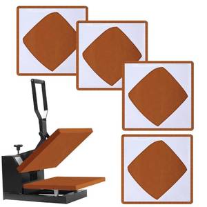 lot 14642 image: Mixweer 4 Pcs Heat Press Platen Wrap Cover Non Stick Heat Resistant Reusable Sheets Pad Mat Pillow for Sublimation Transfers Heat Pressing Machine from Residue Inks, Brown and White (15 x 15 Inch)