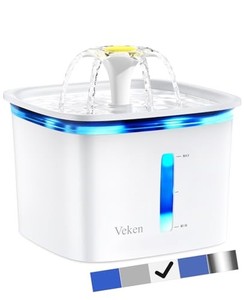 lot 14649 image: Veken 95oz2.8L Pet Fountain, Automatic Cat Water Fountain Dog Water Dispenser with Replacement Filters for Cats, Dogs, Multiple Pets (Pure White, Plastic)