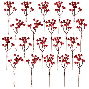 lot 14655 image: 20 Pack Artificial Red Berry Stems, 7.1 Inch Burgundy Red Berry Picks Holly Berries Branches for Christmas Tree Decorations Crafts Wedding Holiday Season Winter D�cor Home Decor