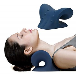 lot 14656 image: RESTCLOUD Neck and Shoulder Relaxer, Cervical Traction Device for TMJ Pain Relief and Cervical Spine Alignment, Chiropractic Pillow, Neck Stretcher (Dark Blue)