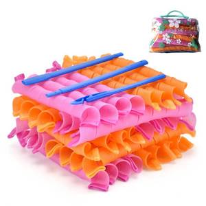 lot 14660 image: 40pcs Heatless Spiral Hair Curlers for Long Hair, No Heat Curlers 22inch55cm Magic Curls Hair Rollers with Styling Hooks for Women Kids