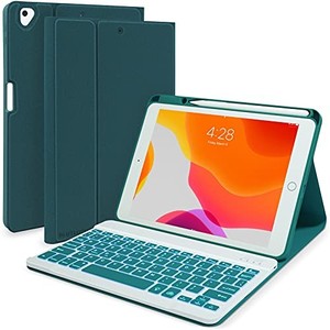 lot 14661 image: iPad Keyboard Case 9th8th7th Generation 202120202019, iPad 10.210.5 2017 with Pencil Holder-7 Backlit-Detachable Wireless BT Keyboard for iPad 7thiPad Air 3iPad Pro 10.5(Teal)