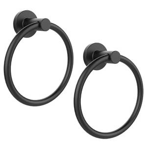 lot 14662 image: SetSail Towel Holder for Bathroom Wall Matte Black Towel Ring 304 Stainless Steel Hand Towel Holder Heavy Duty Towel Hanger for Bath, Kitchen, 2 Pack
