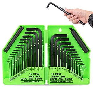 lot 14663 image: SWANLAKE 32PCS Hex Key Set, Allen Wrench Set InchMetric MM(0.7mm-10mm) SAE(0.028-38)