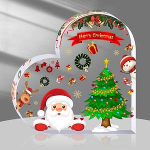lot 14670 image: DIFFUNY Christmas Decorations Indoor, Christmas Decor for Table, Office Desk, Mantle, Shelf - Acrylic Heart Shaped Gifts for WomenGirls - Holiday Indoor Home Decor