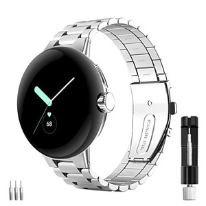 lot 14671 image: Aresh Compatible with Google Pixel Watch Band, Stainless Steel Adjustable Metal No Gap Band for Google Pixel Watch 2 Silver