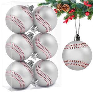 lot 14678 image: 6 Pack Baseball Christmas Silver Ball Ornaments Christmas Decorations, 2.36 Inch Shatterproof Chrsitmas Tree Ball Ornaments with Hanging Loop for Home Office Holiday Party Christmas Decorations