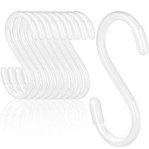 lot 14696 image: DINGEE White S Hooks 3 Inch Vinyl Coated S Hooks for Hanging Plants,10 Pack Non Slip Heavy Duty S Hooks,Small Rubber Coated Closet S Hooks for Hanging Jeans Plants Jewelry Pot Pan Cups Towels