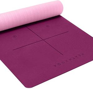 Heathyoga Eco Friendly Non Slip Yoga Mat, Body Alignment System, SGS  Certified TPE Material - Textured Non Slip Surface 