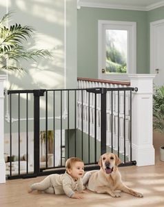 lot 61611 image: Cumbor 29.7-51.5 Baby Gate Extra Wide, Safety Dog Gate for Stairs Easy Walk Thru Auto Close Pet Gates for The House, Doorways, Child Gate Includes 4 Wall Cups, Black-Moms Choice Awards Winner