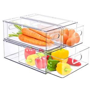 lot 61614 image: bealy 3 Pack Fridge Organization and Storage, Refrigerator Organizer Bins with Pull-out Drawer, Fridge Drawers Clear Stackable Storage Bins Containers for Freezer, Refrigerator, Pantry, Kitchen