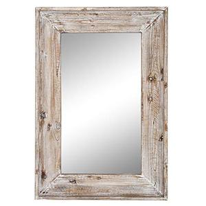 lot 61619 image: EMAISON 36 X 24 inch Wall Mount Wood Frame Bathroom Vanity Mirror Rustic HorizontalVertical Rectangle Mirror for Over Sink, Bedroom, Farmhouse Home Decor (Distressed White)