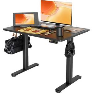 lot 61622 image: Claiks Electric Standing Desk, Adjustable Height Stand up Desk, 40x24 Inches Sit Stand Home Office Desk with Splice Board, Black FrameBlack Top