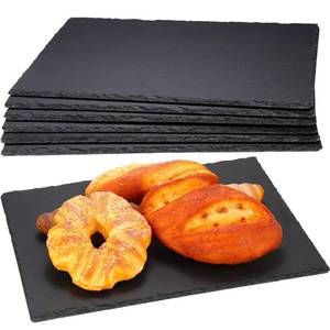 lot 61634 image: 6 Pack 16 x12 Inches Black Slate Cheese Board Large Slate Charcuterie Boards with Natural Edge Cheese Tray for Kitchen Dining Party Sushi Fruit Cake Meat Dried Fruits Display Chalkboard