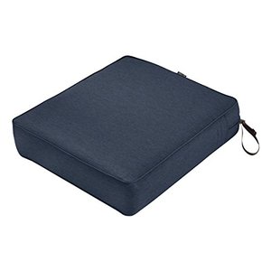 lot 61642 image: Classic Accessories Montlake FadeSafe Water-Resistant 23 x 25 x 5 Inch Rectangle Outdoor Seat Cushion, Patio Furniture Chair Cushion, Heather Indigo Blue, Outdoor Cushion Cover