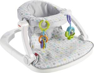 lot 61647 image: Fisher-Price Portable Baby Chair Sit-Me-Up Floor Seat With Developmental Toys & Machine Washable Seat Pad, Honeydew Drop