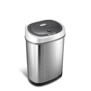 lot 61650 image: NINESTARS DZT-42-9 Automatic Touchless Infrared Motion Sensor Trash Can, 11 Gal 42L, Stainless Steel Base (Oval, SilverBlack Lid)