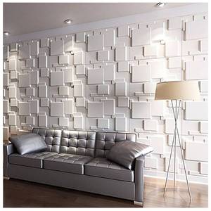 lot 61656 image: Art3d 3D Wall Panels for Interior Wall Decoration Brick Design Pack of 6 Tiles 32 Sq Ft (Plant Fiber)