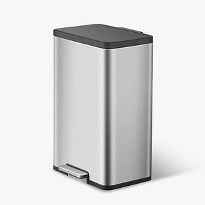 lot 61664 image: EKO EcoRise Stainless Steel Recycling Bin, Rectangular Kitchen Step Trash Can, 25L25L Dual Compartment Rectangular Garbage Can, Soft Close, Fingerprint Resistant