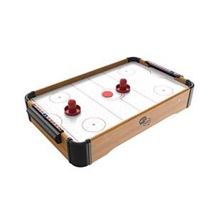 lot 61674 image: Mini Arcade Air Hockey Table- A Toy for Girls and Boys by Hey Play Fun Table- Top Game for Kids, Teens, and Adults- Battery-Operated (22 Inches), Brown