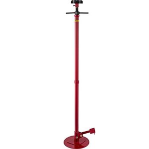 lot 61693 image: Bestauto Underhoist Stand 34 Ton Capacity Pole Jack Heavy Duty Jack Stand Car Support Jack Lifting from 1.5 m to 2.0 m, Round Base, with Pedal, Easy Adjustment, Automotive Support Jack Stand, Red