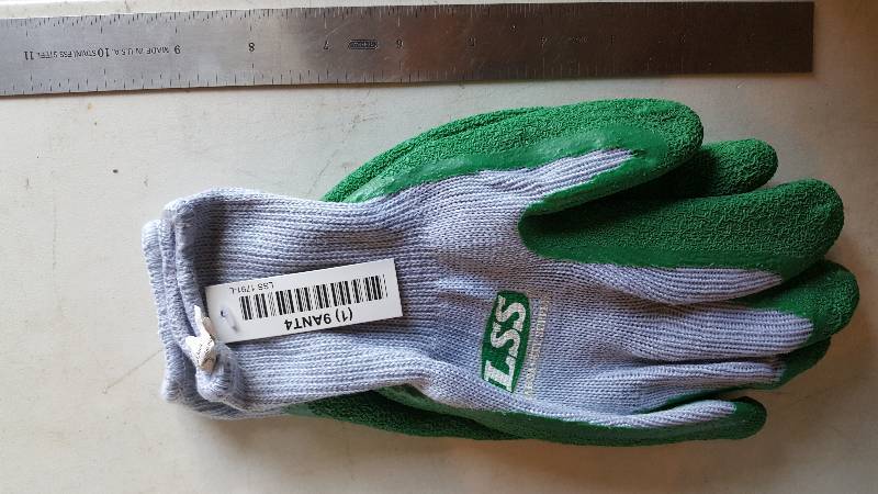 lot 571 image: 12 Pair of Cloth With Rubber Palm Gloves Size Large