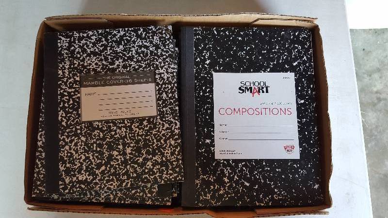 lot 579 image: 32 Wide Rule Composition Books 8 - 100 Sheet, and 24 - 36 Sheet