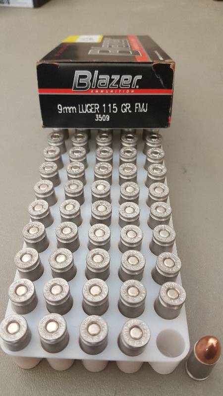lot 426 image: 50 Rounds of Blazer 9mm 115gr FMJ Ammo