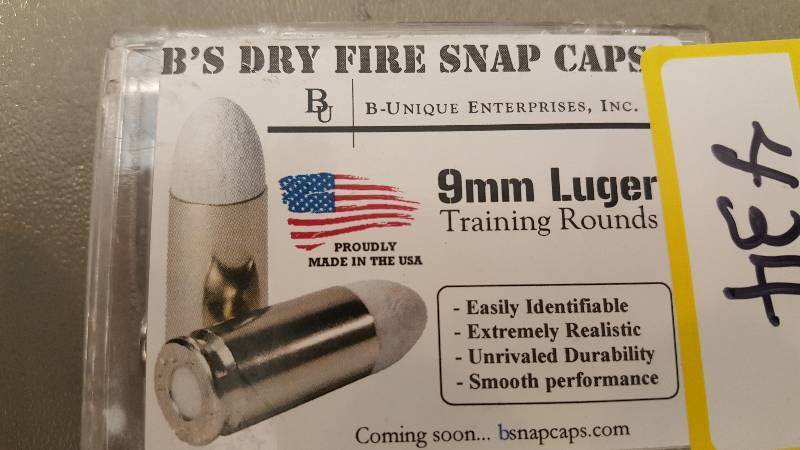 lot 434 image: 10 Pack of Bs Dry Fire Snap Caps 9mm White Tip