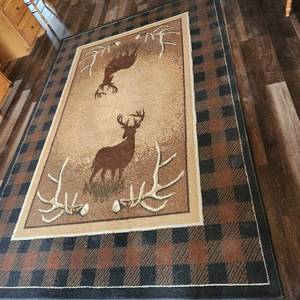 lot 2001 image: Legends Antler Buck area rug 117 x 78 in