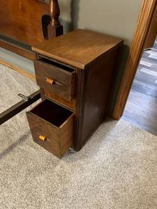 lot 2014 image: 2 Drawer antique side table 27 x 13 x 17