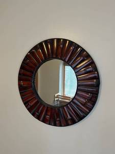 lot 2020 image: Bamboo framed mirror 20 in