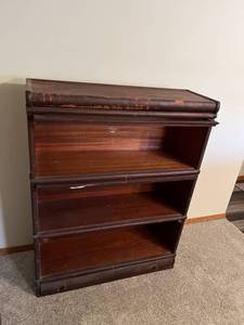 lot 2034 image: Macey lawyers cabinet 44 x 34 x 12 missing one front glass panel Located in the basement