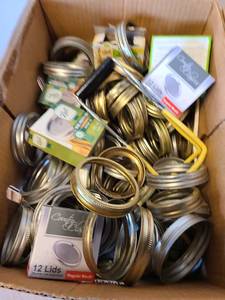 lot 2140 image: Box full of assorted canning lids