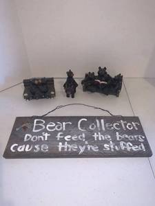 lot 2210 image: Bear figurines and sign