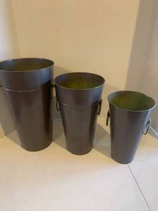 lot 2221 image: 3 Metal canisters. Tallest is 14 inches
