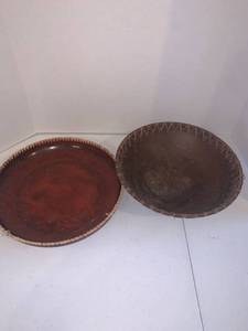 lot 2225 image: 2 Bowls. One wooden. The largest is 12 inches diameter