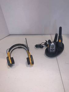 lot 2241 image: Motorola walkie talkies and AM FM sports radio head set