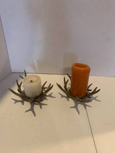 lot 2251 image: Candles with antler holders
