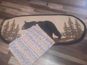 lot 2277 image: Rugs. Bear rug is 62 x 26