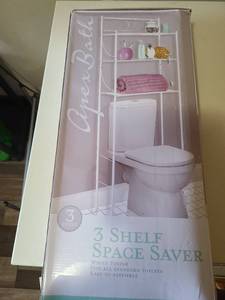lot 2420 image: Over the toilet white wire shelves